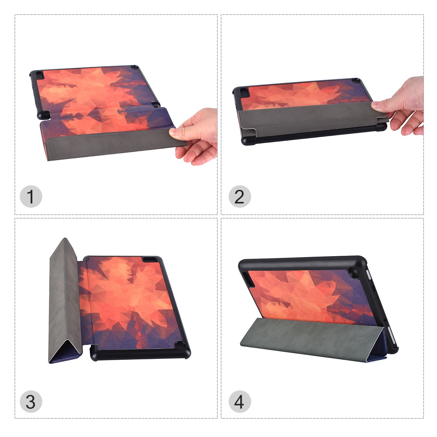 Dopup Fire 10 Case Ultra Lightweight Folding Stand Cover All New Slim-Fit PU Leather with Auto Wake/Sleep Fire 10 Tablet Case(Geometry Maple)