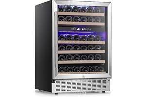 Antarctic Star 24" Wine Cooler Beverage Refrigerator Under Counter Beer Mini Fridge Built-in Freestanding Stainless Steel Dual-Layer Digital Temperature Control Glass Door…