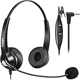 Callez Phone Headset with Noise Cancelling Microphone and Volume Control, Office 2.5mm Telephone Headsets Compatible with Panasonic AT&T ML17929 Vtech Uniden Cisco Grandstream Cordless Phones