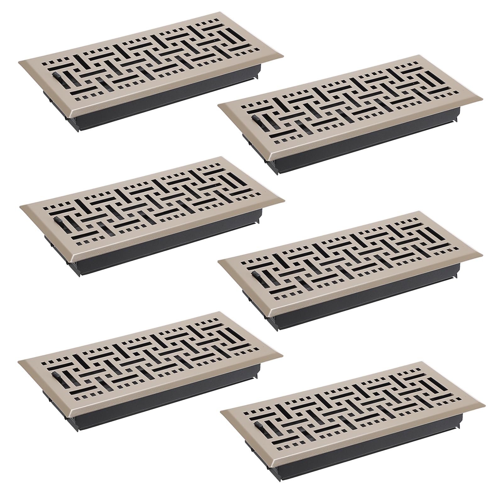 Photo 1 of Sumnacon Floor Vent Covers Metal Floor Register 4 x 10 Inch Set of 6 Heavy Duty Floor Vents with Adjustable Air Supply Lever, Decorative Vent Covers for Home Floor, Brown 