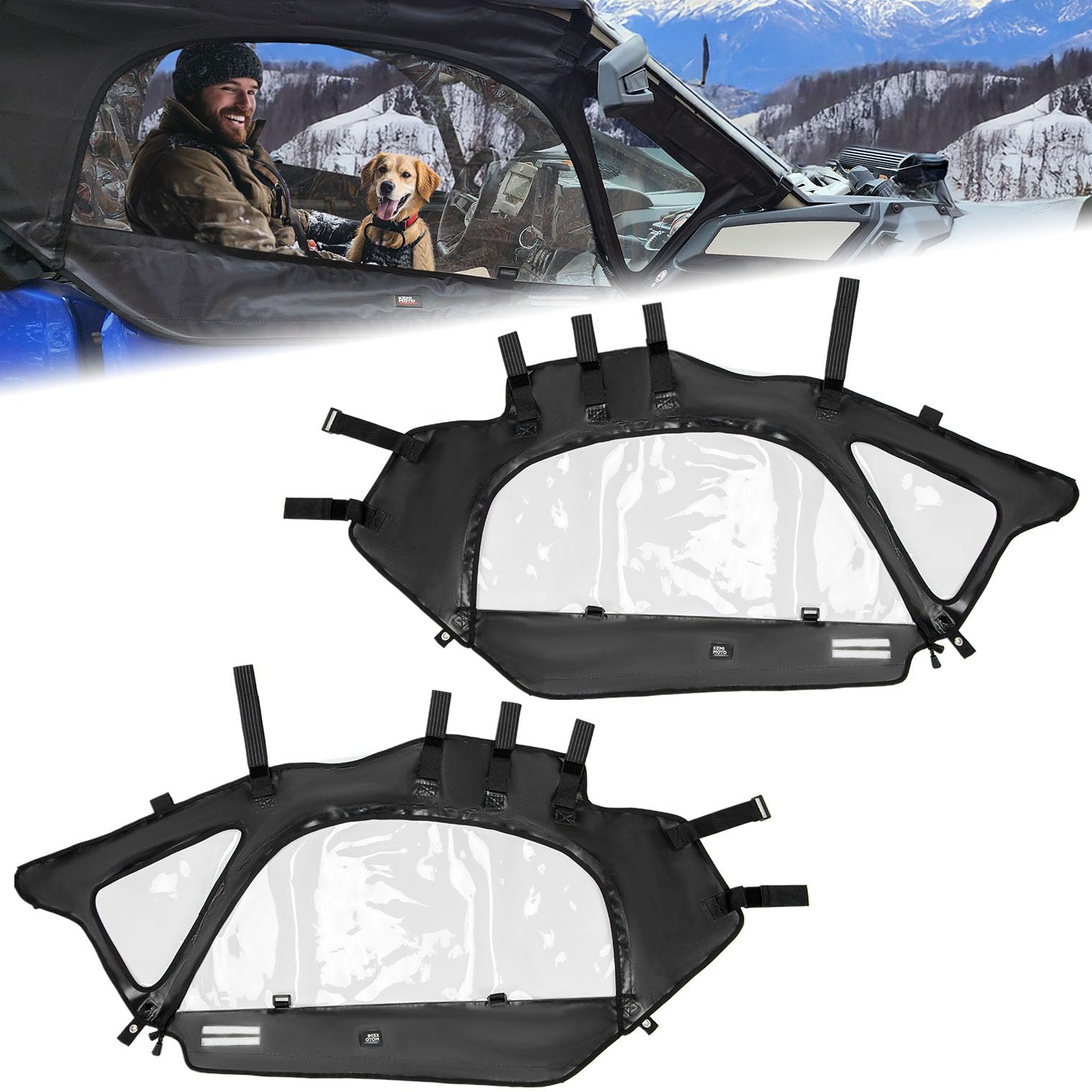 Photo 1 of  **FACTORY SEALED** KEMIMOTO Upgraded X3 Upper Door Side Window Compatible with 2017-2026 Can-Am Maverick X3 2-Seater Model, Quality Zipper Keep Warm and Dry Waterproof Windproof, Work with Side Mirror Windshield Roof