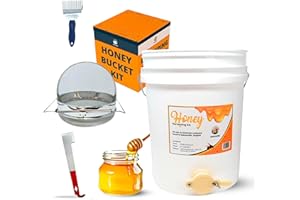 SunVara Honey Bucket with Gate 5 Gallon Kit - Stainless Steel Double Layer Strainer, Uncapping Knife Honey Scrapper Tool Beekeeping Equipment, Honey Extractor Equipment, Bee Supplies