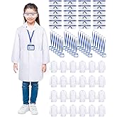 Xtinmee Kids Lab Coat Set Halloween Doctor Costume with Goggles ID Card Kit Science Dentist Doctor Dress Up