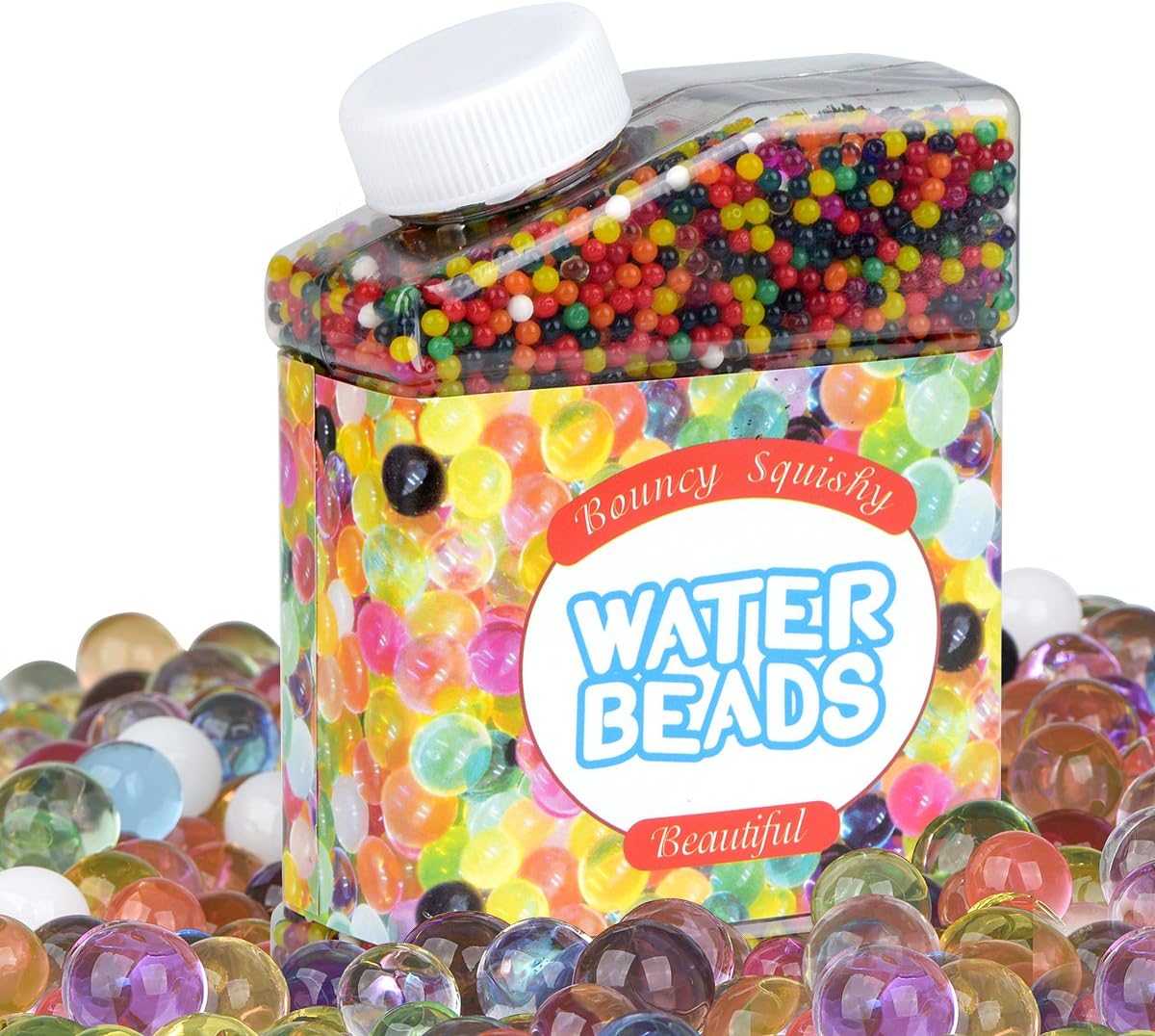 Larnaca【Upgrade Version 9oz Water Beads Rainbow Mix Over 20,000 Beads, Growing Gel Balls, Jelly Beads for Kids, Tactile Sensory Toys, Plant, Vases, Wedding and Home Decoration(Soaking in Wa1-1.18in)