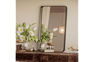 BEAUTYPEAK 22" x 30" Wall Mirror, Deep Frame Bathroom Mirror with ShatterVue™ Technology Nano-strengthened Glass, Farmhouse Look Wall Mounted Vanity Mirror Hanging Horizontally or Vertically, Black
