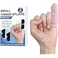 GenetGo 2 Pack Small Trigger Finger Splint - Pinkie Finger Brace for Broken Finger, Finger Knuckle Immobilization for Arthrit