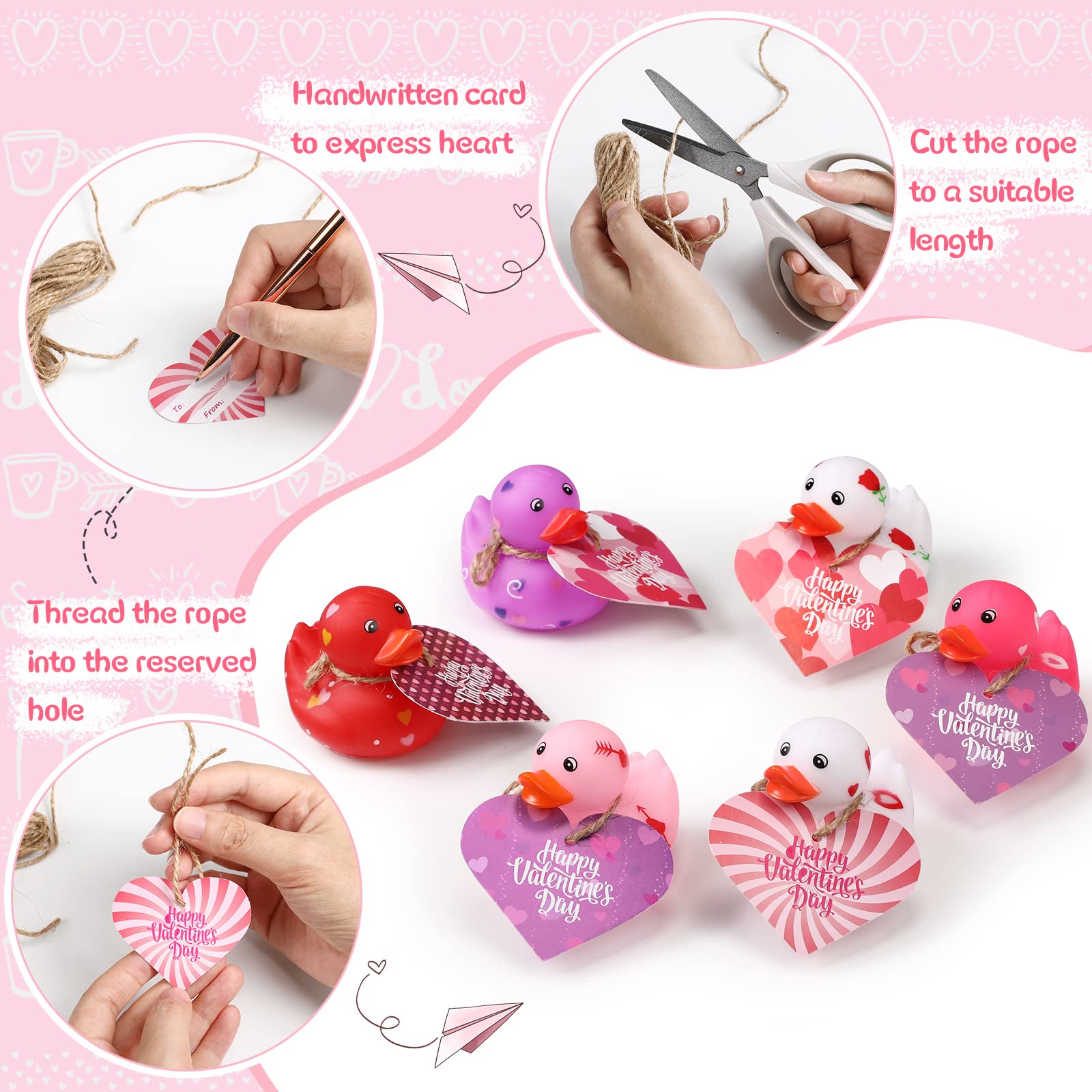 Supervitae 40 Sets Of Valentine Mini Rubber Ducks Valentineu2018s Day Duckies Gift With