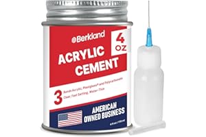 BERKLAND Acrylic Bonding Cement with Applicator Bottle [4 oz] – Clear Glue for Plexiglass, Sheets & Plastic – Fast-Setting Adhesive, Cement, and Glue for Acrylic Sheets and Plexiglass Clear