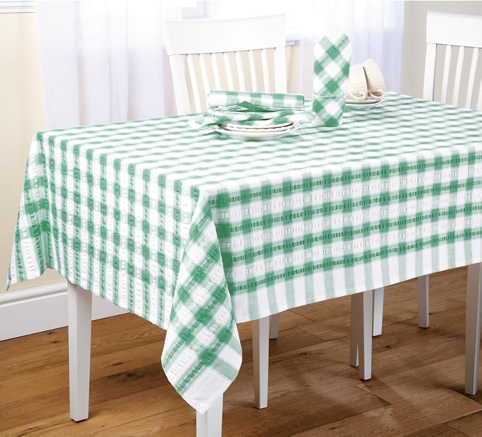 Chums Seersucker Tablecloth Green 50" x 70" Amazon.co.uk Kitchen & Home