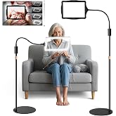 Hands-Free Floor Magnifying Glass with Light and Stand 48-LEDs Lighted Magnifying Lamp with 360&deg; Flexible Gooseneck for Reading Close Work Repair Crafts