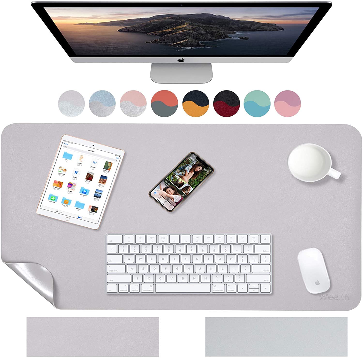 Weelth Multifunctional Waterproof PU Leather Desk Pad Double Sided Desk Pad for Office/Home
