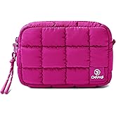 DOYOGI Quilted Cosmetic Bag, Puffer Makeup Bags, Crossbody Purses for women,Cute Travel Toiletry Bag for Women (Rose Red)