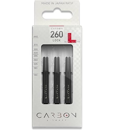 L-Style L-Shaft Silent Carbon Fiber Straight 330 - Tiges De Fléchettes En Fibre De Carbone, Blanc, Lot De 3