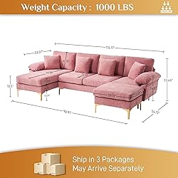 Wrofly U-Shaped Sectional Sofa Couch, 114" Comfy