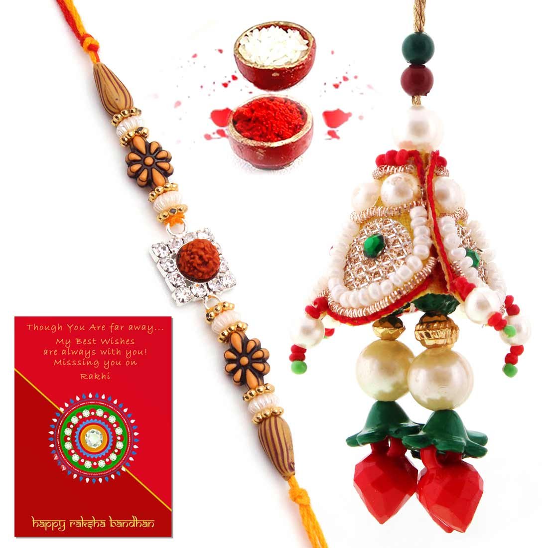 traditional villa handmade bhabhi rakhi set with gift combo for men/boys m_ht2bbs263