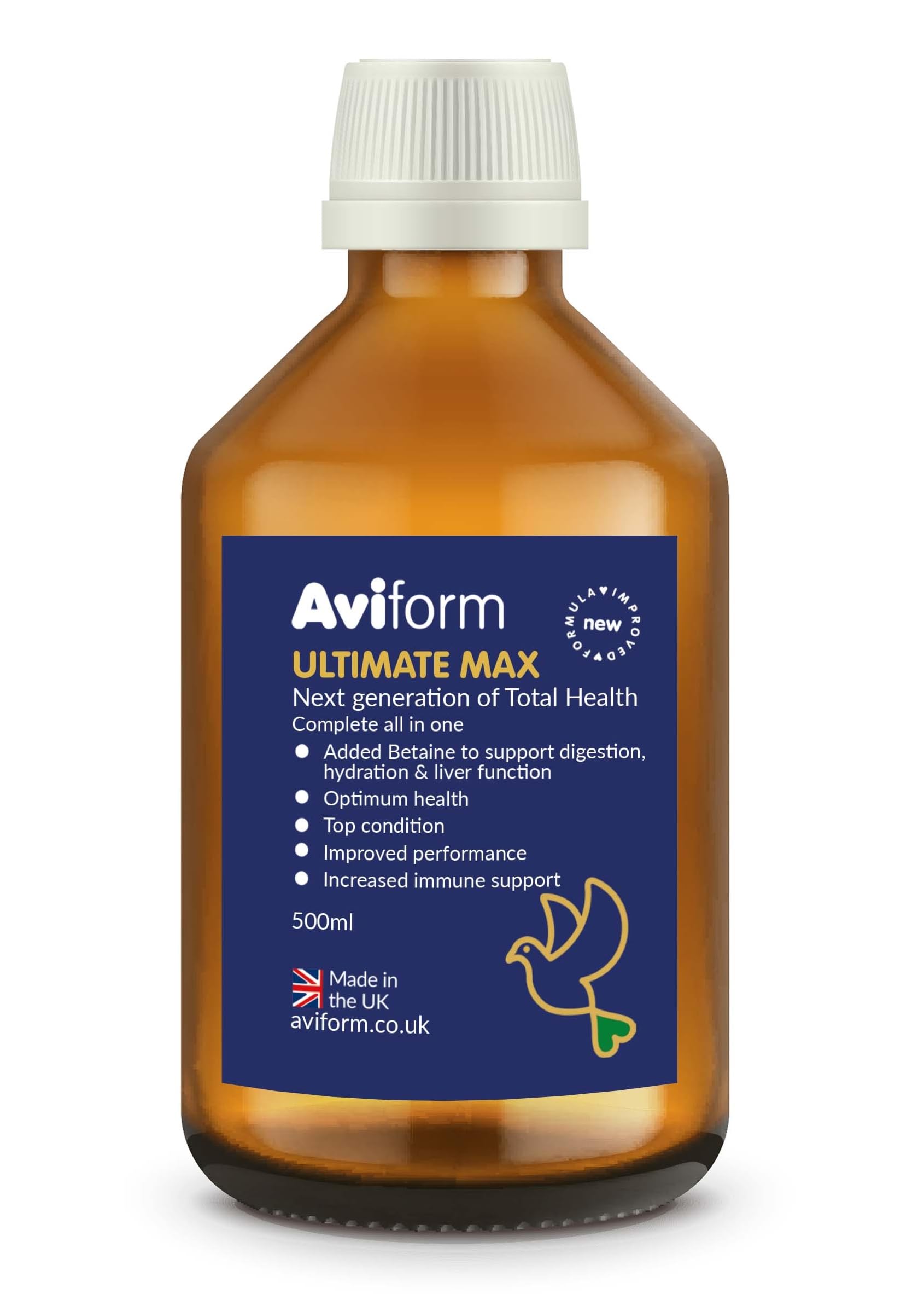 Aviform Ultimate Max Racing Pigeon Vitamins, Complete Bird Health Tonic Supplement - 500ml, 1000 Doses, Unique Racing Pigeon Supplies and Pigeon Multivitamins