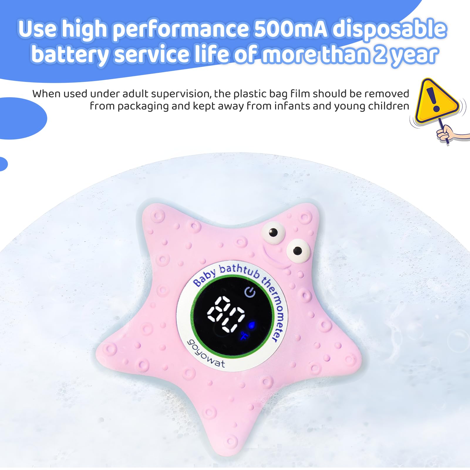 Baby Bath Thermometer with LED Display & Floating Crab Toy - 2-in-1 Color-Coded Alerts(Cold/Comfortable/Hot) | Bath Temperature Monitor, Adorable Floating Toys for Infants, Nursery Essentials