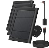 Paodekua 3 Pack 4W Solar Charger for Spotlight & Stick Up Outdoor Cam, Black, High Efficiency, 10FT/3M Long Cable with USB-C to Barrel Plug