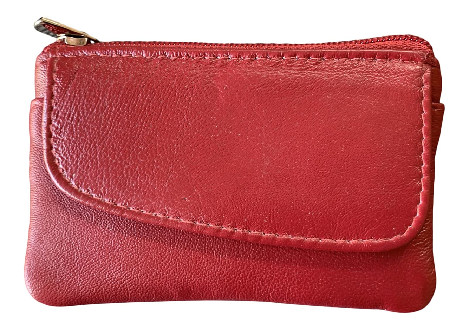 Golunski Small Soft Leather Coin Purse with Coin Purse Credit Card, Red, Petit, Purses