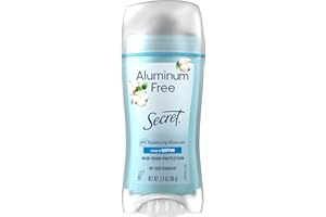 Secret Aluminum Free Deodorant for Women, 48hr Odor Protection, Free of Parabens Dyes Talc & Baking Soda, PH Balancing Minerals, Dry Solid, Cotton Scent, 2.4 oz