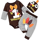HINTINA Baby Boy First Thanksgiving Outfits Bodysuit Pants Clothes Set
