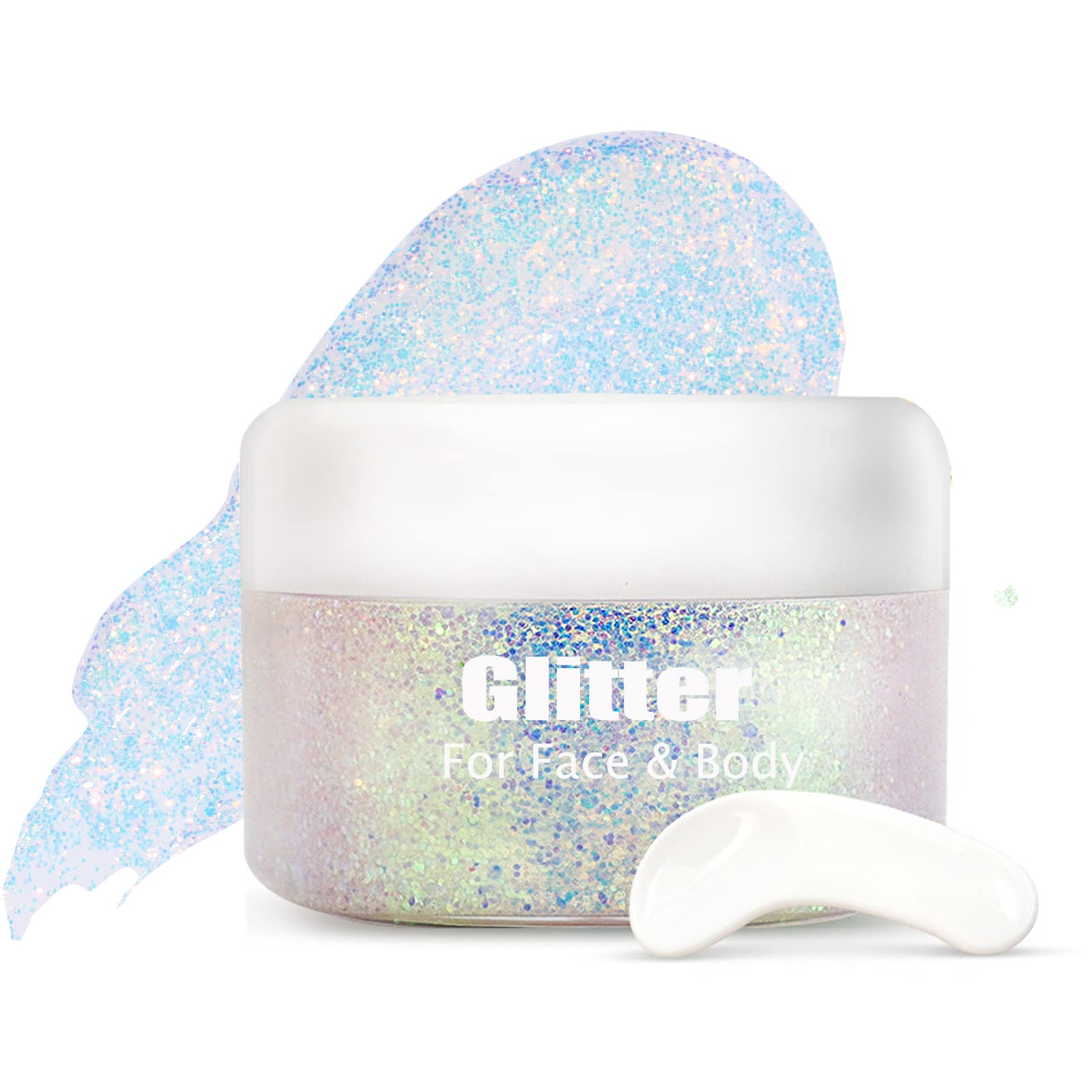 GL-Turelifes Body Glitter Gel, Holographic Face Glitter Gel Mermaid Fine Glitter for Body, Face, Hair,St Patricks Day Festival Wedding Glitter Makeup Long Lasting Sparkling 1.4 oz (#01)