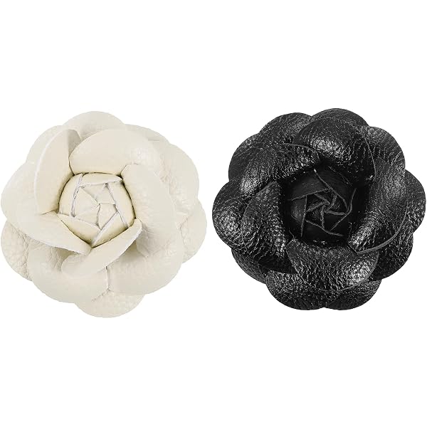 Black Pin For Poppy PATIKIL Flower Hair Clips, Camellia Hairpin Floral Brooches Pin Handmade Leather Flower Brooch For Lady Bridal Women Hat Dress Red Dress Pin