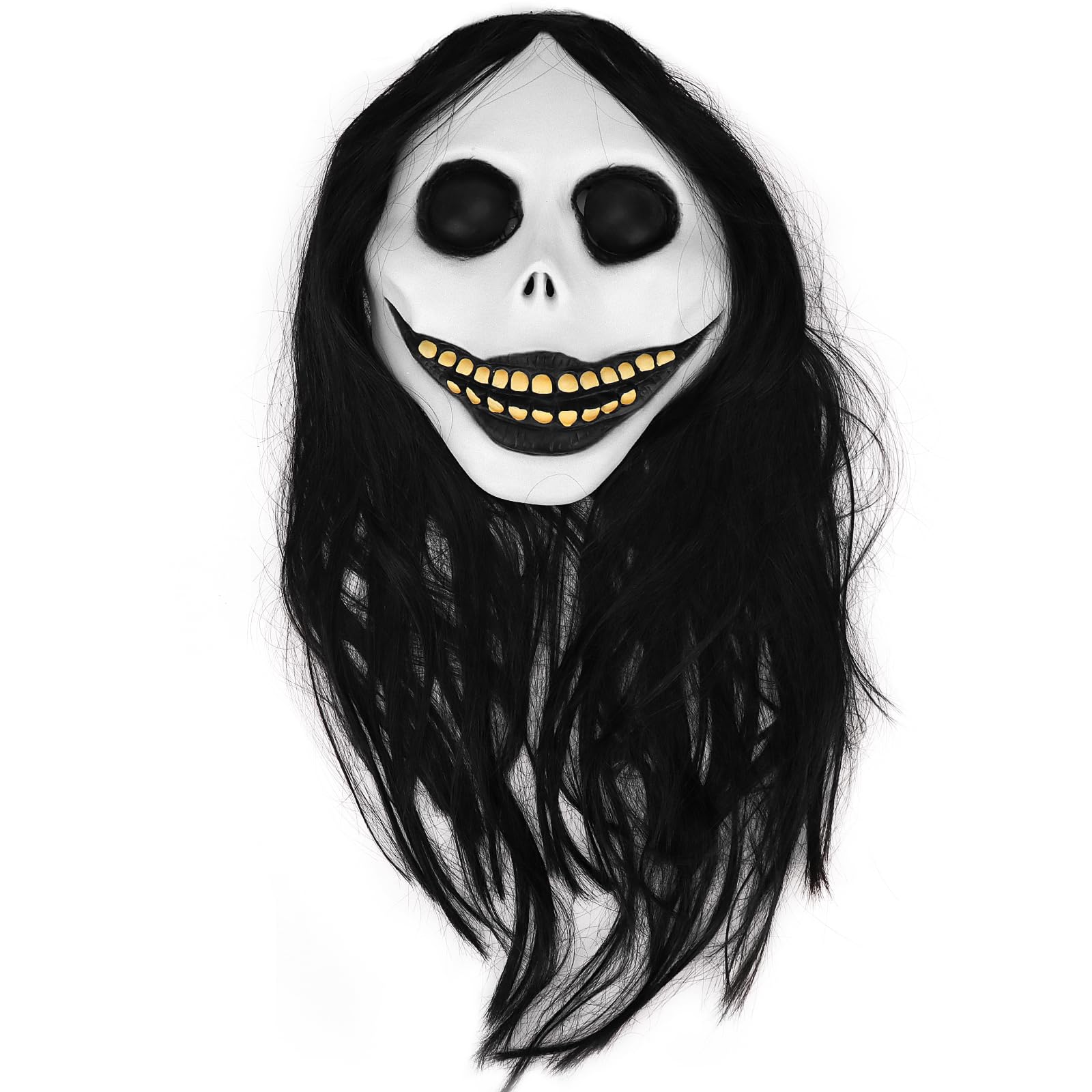 Homgaty Scary Halloween Mask for Adults, Realistic Horror Mask with Hair, Creepy Halloween Mask for Theme Party Cosplay (Style C)