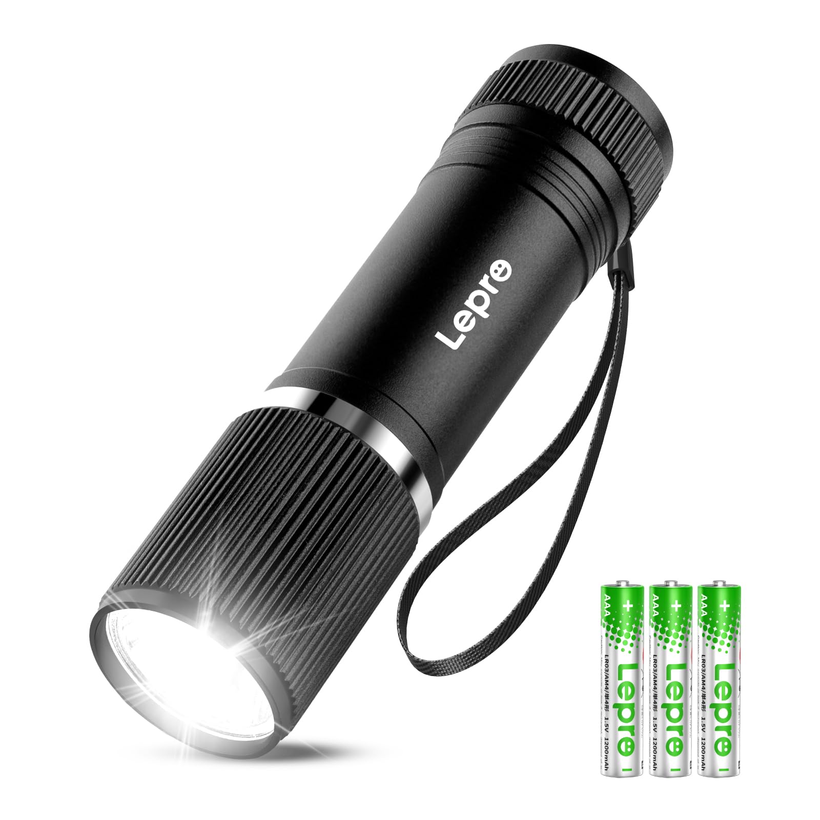 Lepro LED 懐中電灯 小型 【オン・オフシンプル操作/明るさ150ルーメン/単四電池式/防水/アルミ合金製/高耐久】 携帯便利 作業 防災 ライト ハンディライト 3本単四電池対応 電池付属 家庭用 防犯 アウトドア キャンプ 防災 非常用