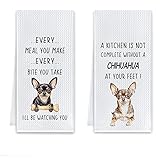 Cilrii Chihuahua Gifts Kitchen Towels, Gifts for Chihuahua Lovers Women Men Dish Tea Towels, Dog Mom Dad Gift Decorative Hand Towel for Kitchen, 16x24 Inch Set of 2