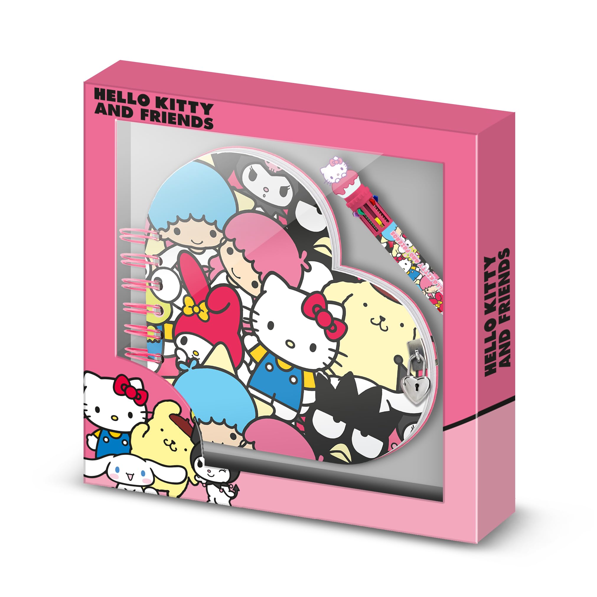 Sanrio Hello Kitty Friends-Heart Diary + Pen, Multicolour