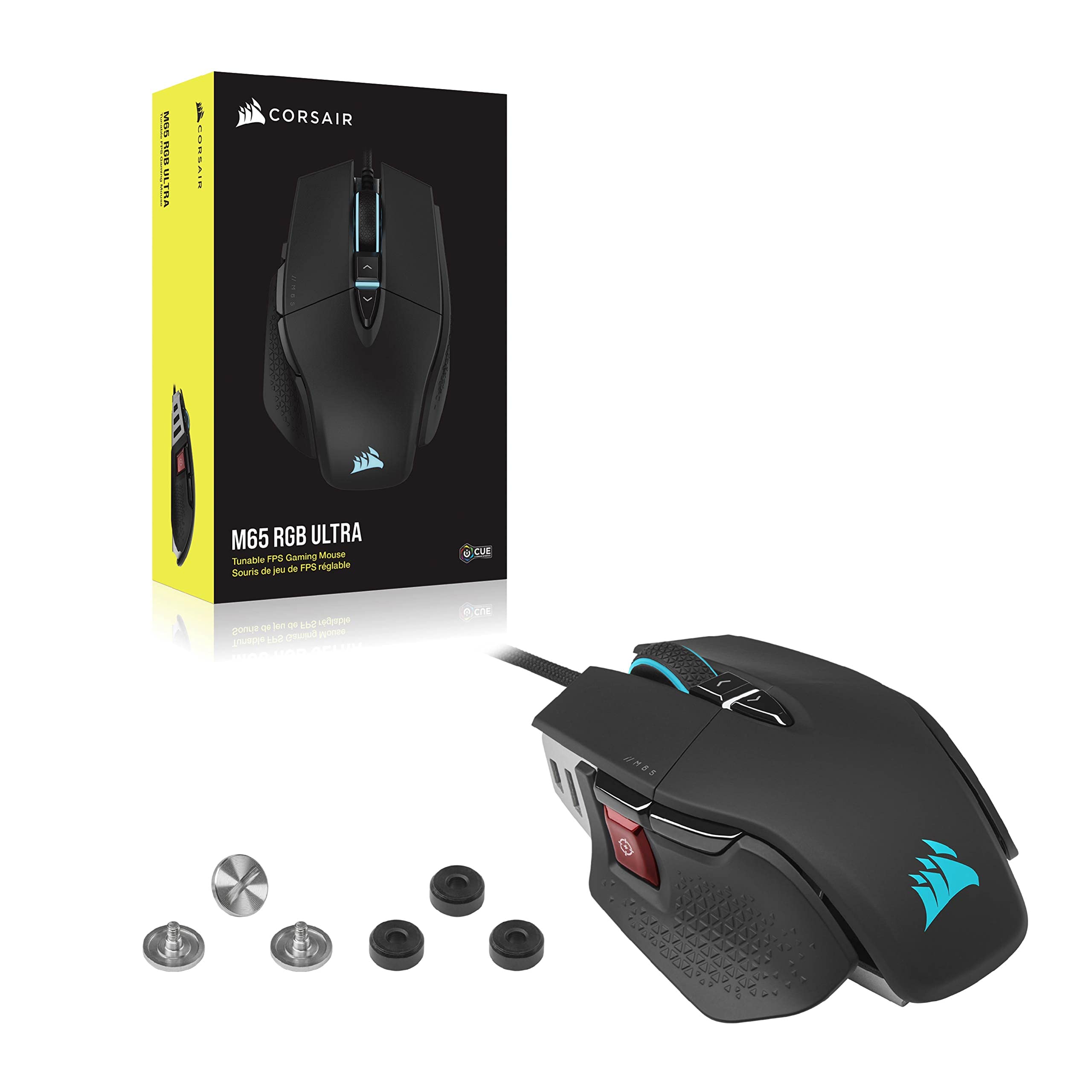 CORSAIR M65 RGB ULTRA Wired Tunable FPS Gaming-Maus - 26.000 DPI - Optische Schalter - Gewichtssystem - AXON Hyper-Processing-Technologie - iCUE-Kompatibel - PC, Mac, PS5, PS4, Xbox - Schwarz 8
