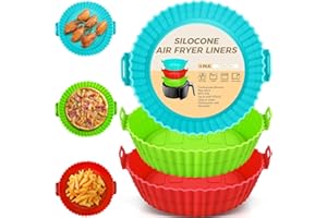 3 Pack 8inch Air Fryer Silicone Liners, Reusable Food Grade Baking Basket Accessories Replacement of Flammable Disposable Par