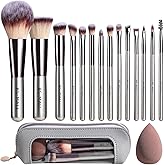 Travel Makeup Brush Set with Case &amp; Sponge for Foundation Powder Blush 14 | Soft Synthetic Brush Kit for Women Beginners &amp; Travelers &amp; Eyeshadow