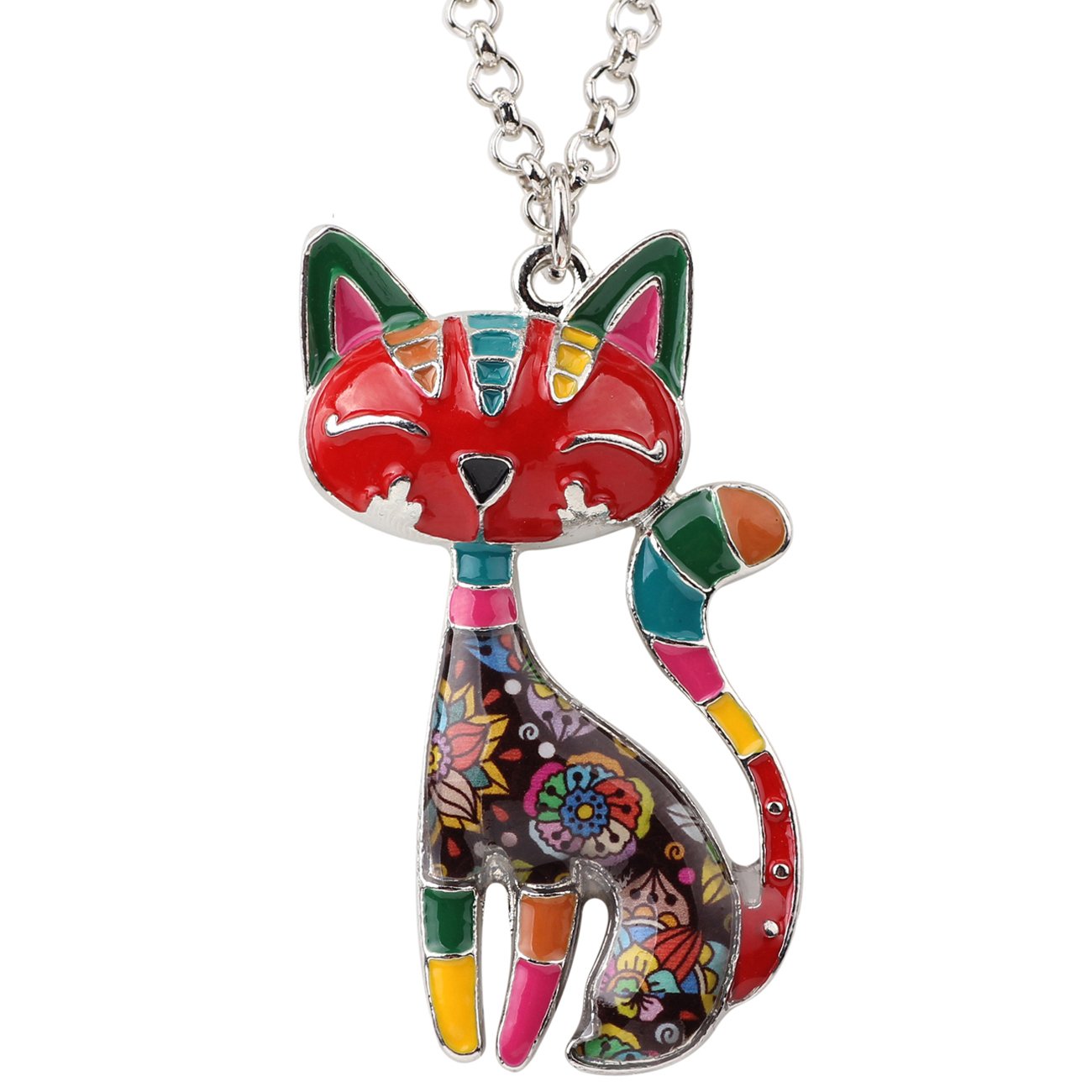 BONSNY Cat Necklace Enamel Pet Tag Charm Animal Pendant women girls…
