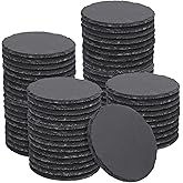 65 Pack 4 Inch Round Slate Coasters, Black Stone Coasters with Anti-Scratch Bottom, Ideal for Home Decor, Bar, Housewarming Gifts, and Laser Engraving KUKLIPJIM