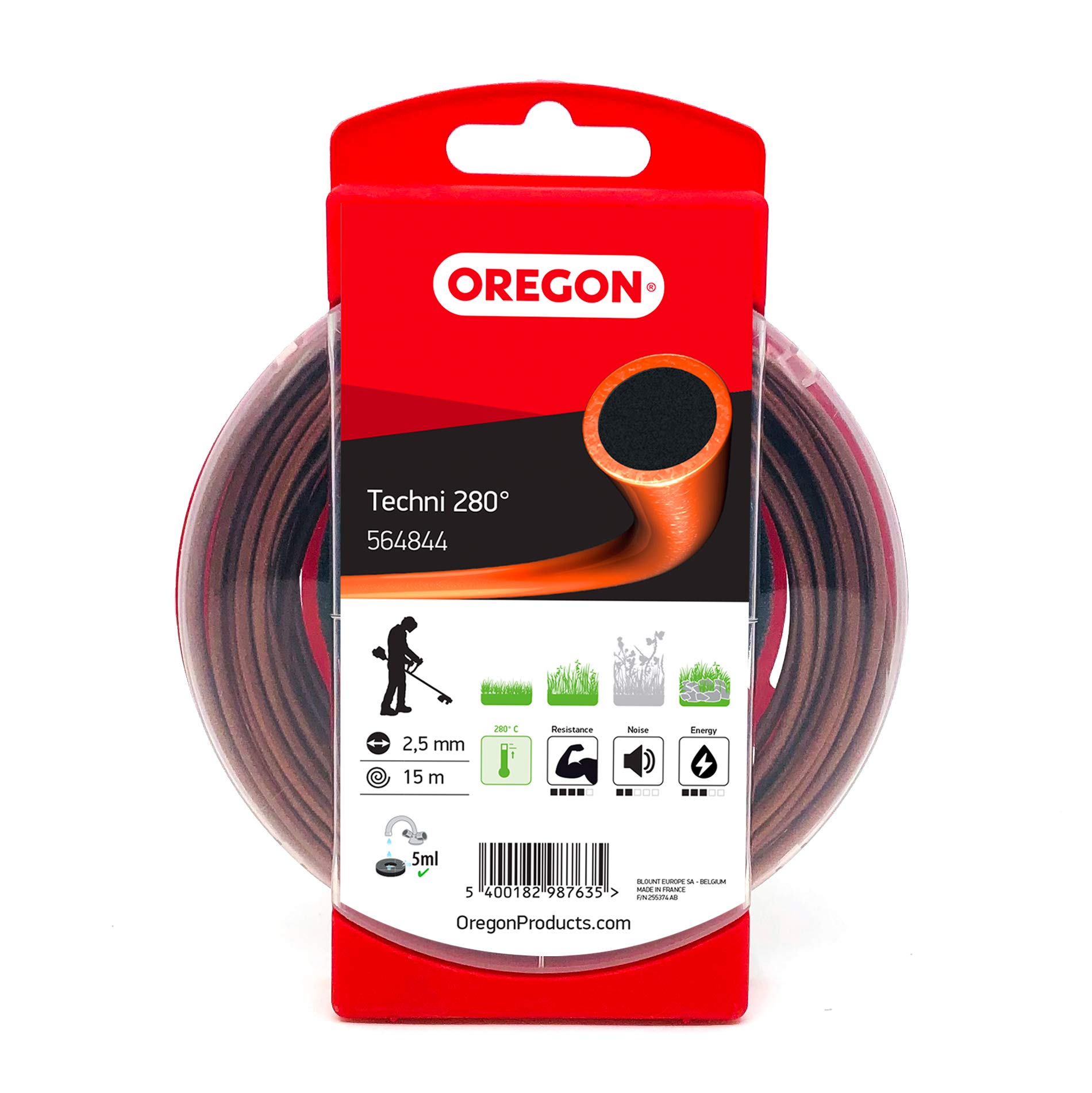Oregon Heat Resistant 2.5mm Strimmer Line, Tackles Thick Grass, Weeds, Tough Vegetation & Brambles, Professional Heavy Duty Durable Strimmer Wire, Fits Most Standard Models, 2.5 mm x 15m (564844)