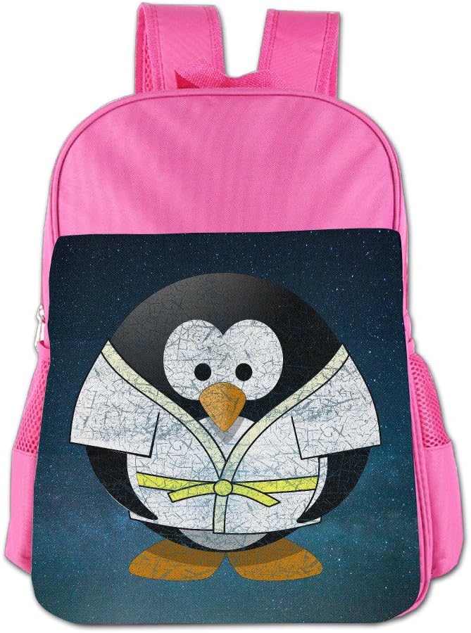 Funny Judo Fighter Penguin Boys Girls 4-15 Age Book Bag Pink