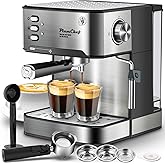 PlumChef Espresso Machine 20 Bar Professional Compact Homehold Coffee Espresso Maker with Milk Frother Steam Wand 54oz Water 