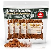 Uncle Bud's Deep Fried Peanuts, Garlic Flavor - 4 Pack | Garlic Flavored Deep Fried Peanuts In Shell, High Protein Snack for Camping &amp; Gifts