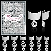 Ranrose 600PCS Short French Style False Nails Half Cover Nails Tips,White Short Acrylic Extension Finger Nail 12 Sizes with Box