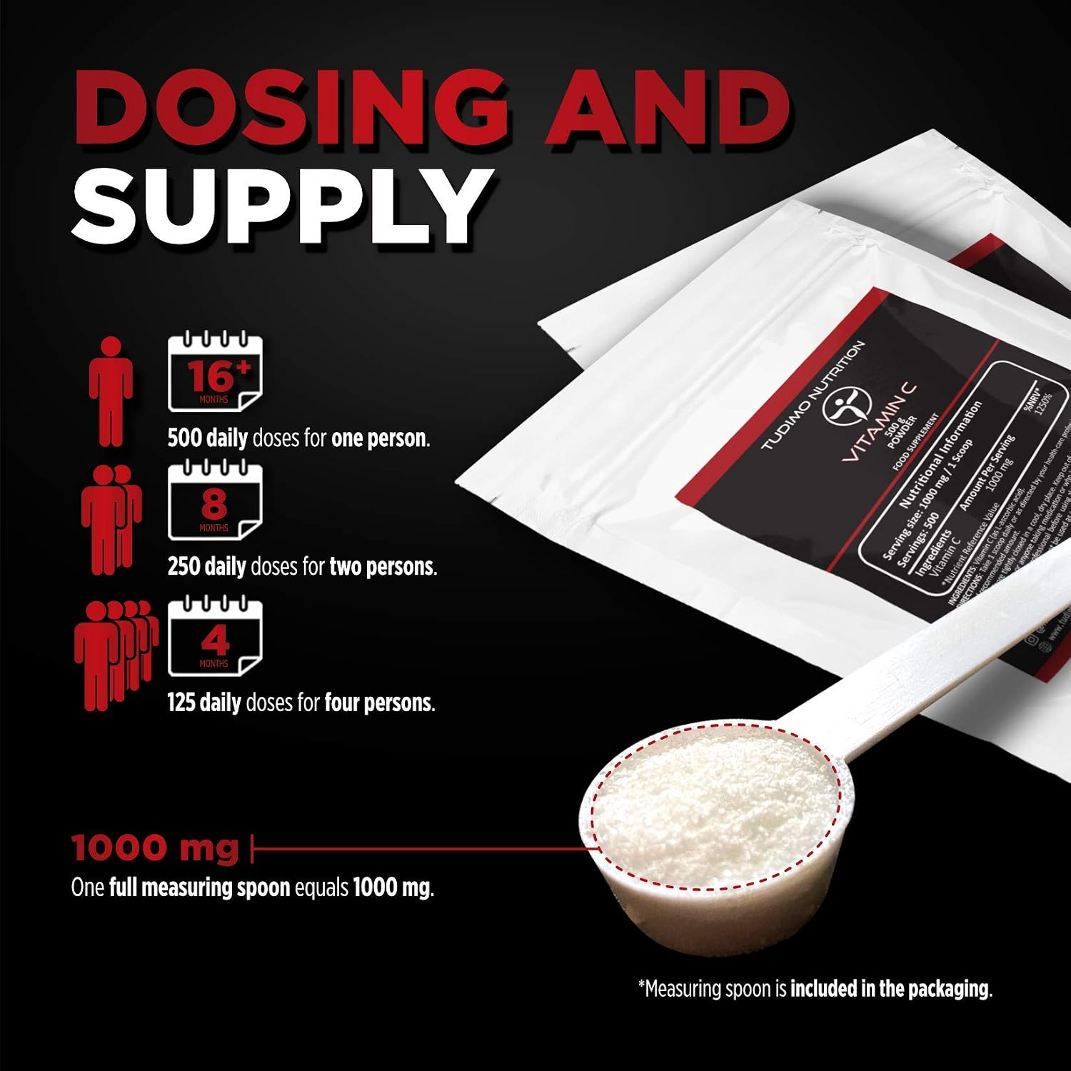 Vitamin C Powder 1000mg per Serving - Bulk Pack 500g, 500 g (Pack of 1) - Image 4
