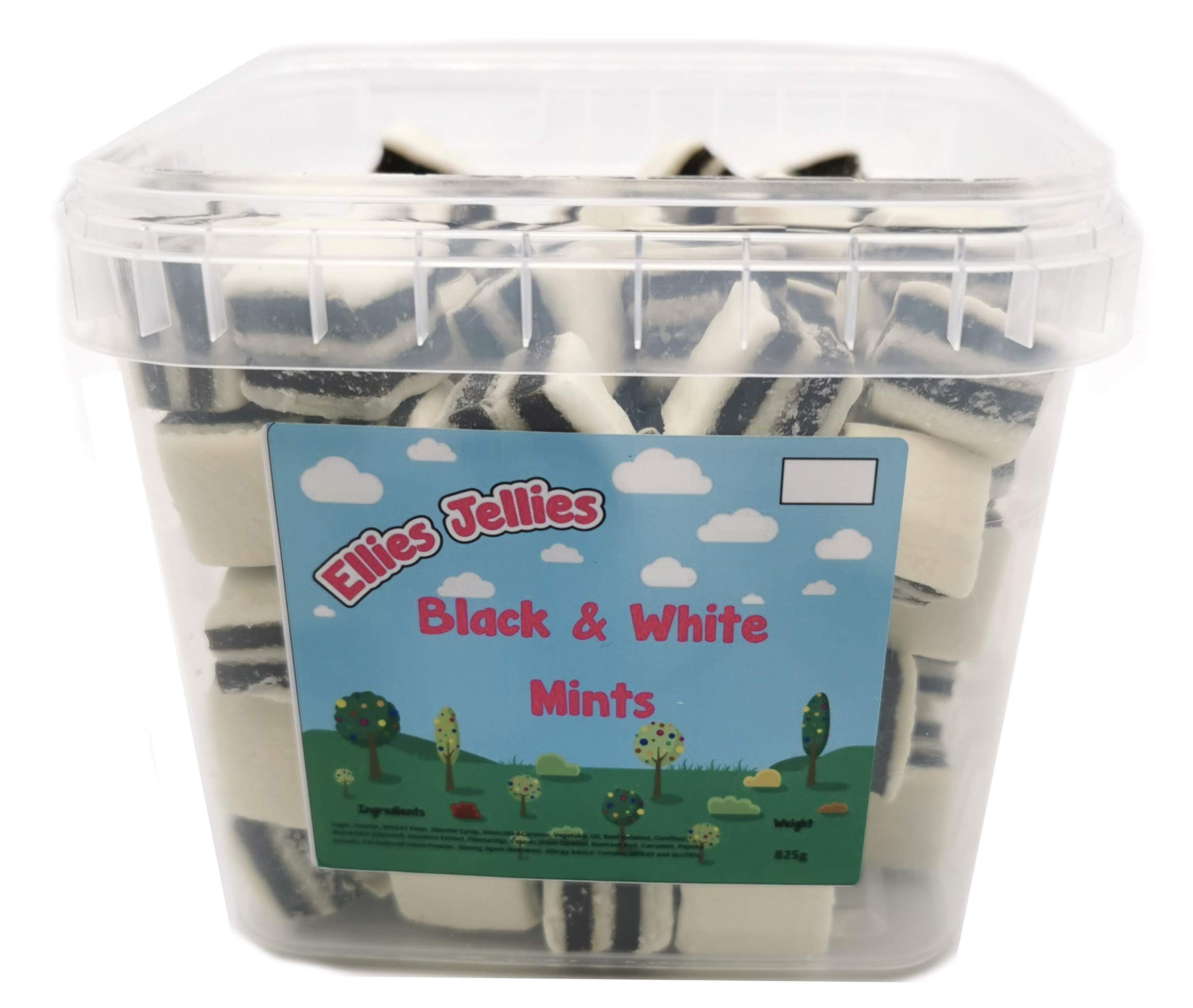 Ellies Jellies Black & White Mints 600g Square Tub