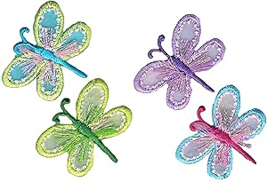 Simplicity Multicolor Dragonfly Applique Clothing Iron On Patches, 4pc, 1.25'' x 1.1