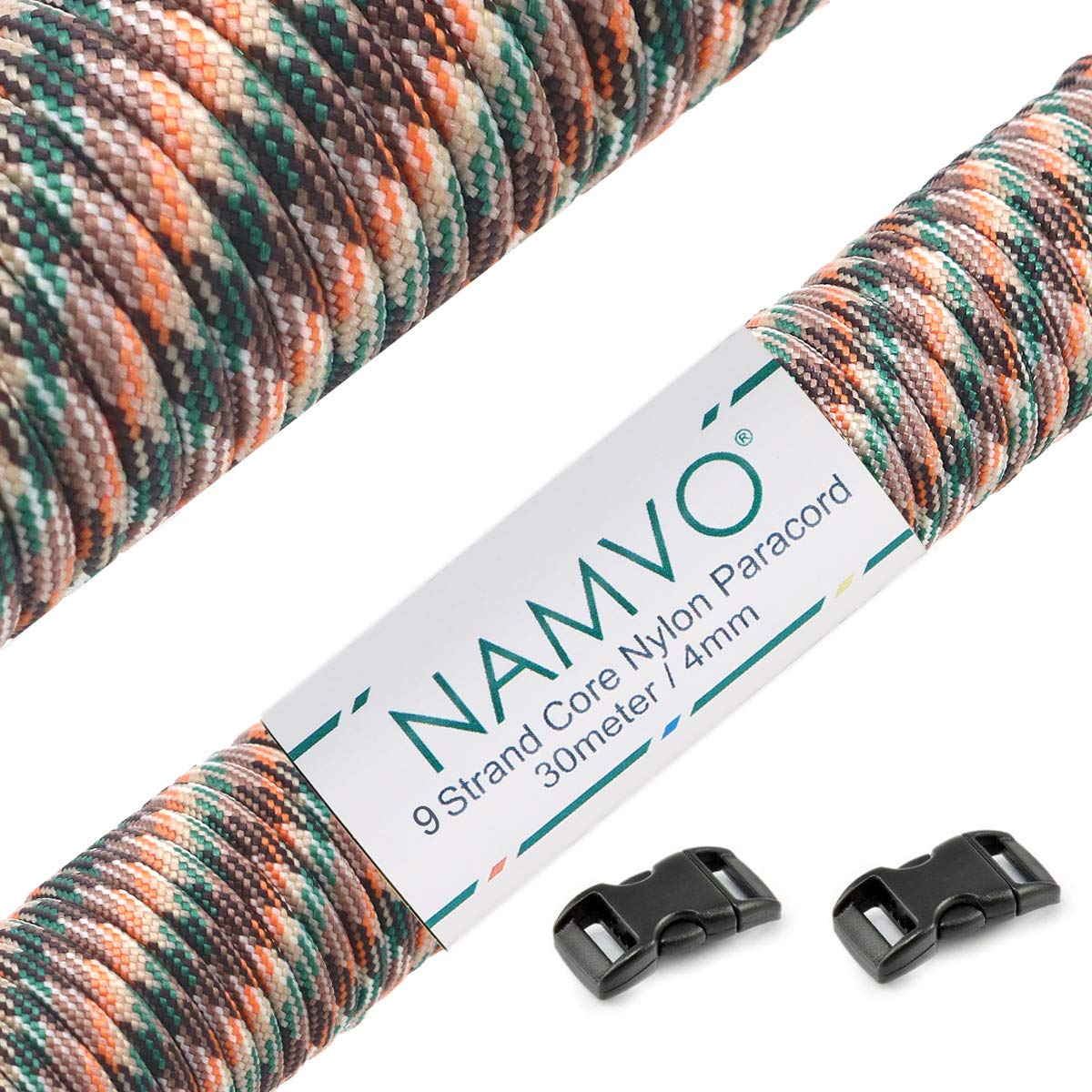 Namvo 550 Paracord Mil Spec Type III 9 Inner Strands Nylon Parachute Cord Strong Breaking Strength 100 Feet Green