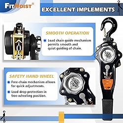 FITHOIST 1 Ton Chain Hoist 2200LBS Capacity 10Ft
