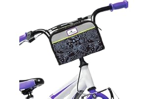 Po Campo Kids Bicycle Bag - Speedy Front Frame Bike Handlebar Bag Fabric Bike Basket Waterproof Front Mount Bike Bag for Boys Girls Bike or Scooter Handle Bars Converts to Crossbody Bag
