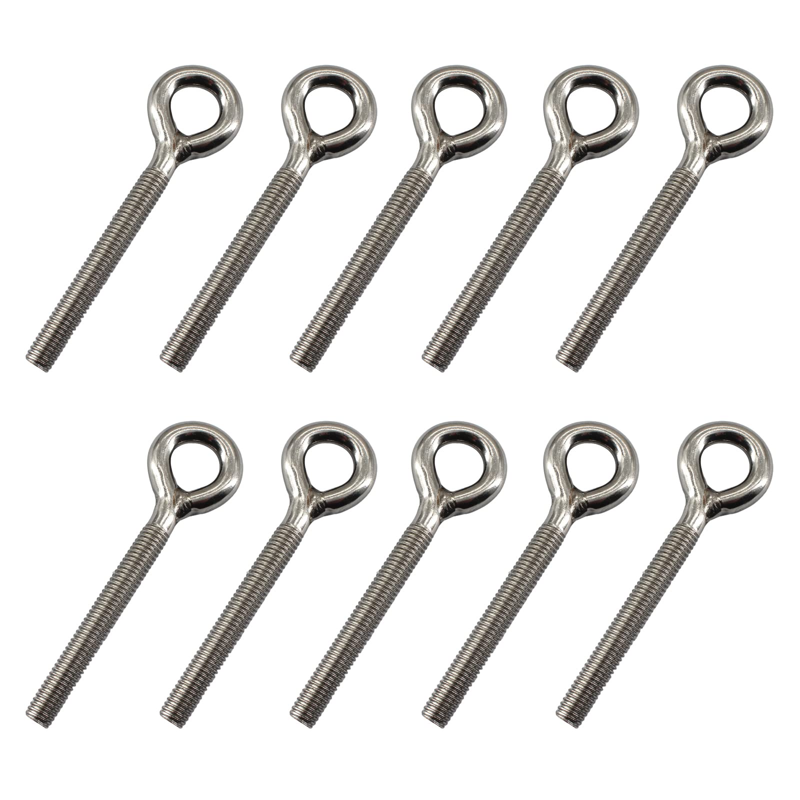 10Pcs Stainless Steel M8 Eye Bolt Long Shank Threaded Rod Ringbolt Closed Ring Eyelet Bolt