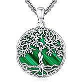 LOOVE Jewelry Gifts - Tree of Life Necklace Sterling Silver Abalone Shell/Opal/Moonstone/Black Onyx/Turquoise/Malachite/Crystal Family Tree of Life Jewelry for Women Men