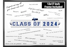 OBUSATT 2024 Graduation Decorations Class of 2024 Signature Board Frame Blue Grad Guest Book Alternatives Graduation Gift Keepsake Graduation Display Board for Party Supplies12 x 17in Sign Poster